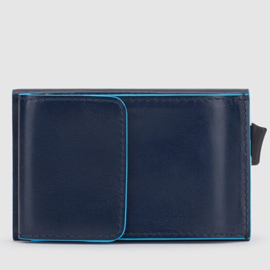 Blue Square - Porte-cartes de crédit avec poche extérieure en bleu