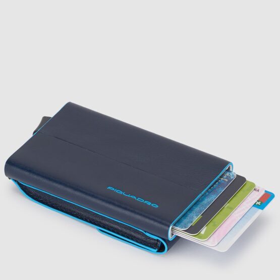Blue Square - Porte-cartes de crédit avec poche extérieure en bleu