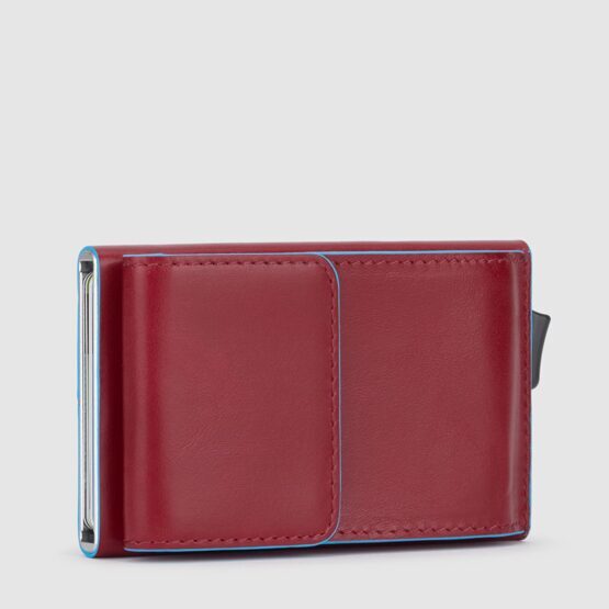 Blue Square - Porte-cartes de crédit avec poche extérieure rouge