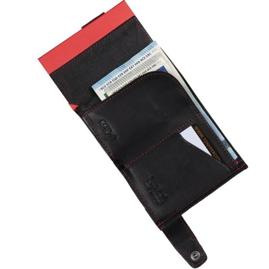 Furbo Porte-cartes de crédit Carbon Noir/Rouge avec papier et compartiment pour la monnaie