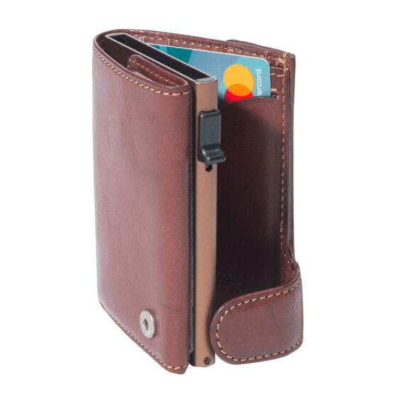 Furbo Porte-cartes de crédit Marron avec papier et compartiment pour la monnaie