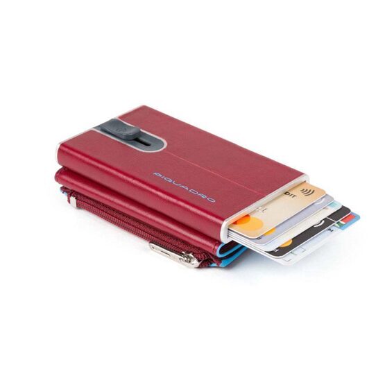 Blue Square - Portefeuille pour billets et cartes de crédit avec compartiment pour la monnaie en rouge