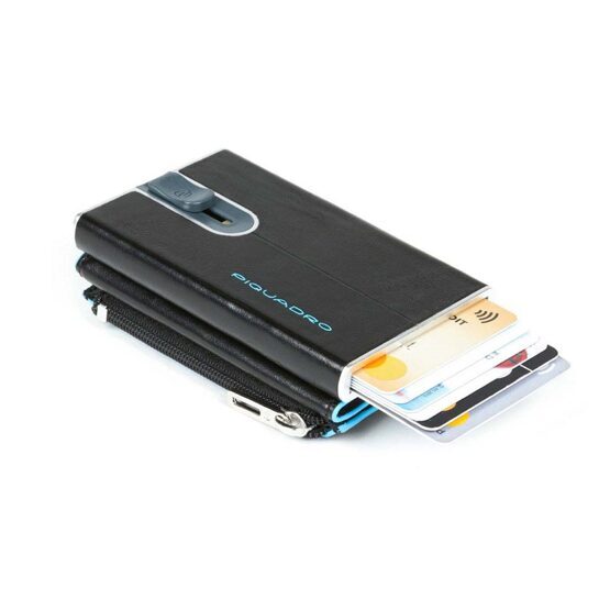 Blue Square - Portefeuille pour billets et cartes de crédit avec compartiment pour la monnaie en noir