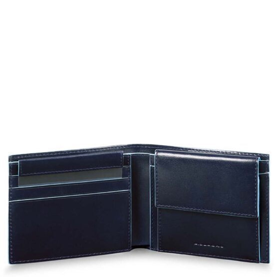 Portefeuille pour homme avec compartiment pour pièces de monnaie et cartes de crédit en bleu