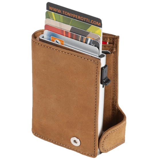 Furbo Porte-cartes de crédit Vintage brun avec papier et compartiment pour la monnaie