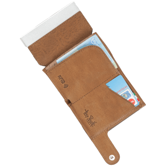 Furbo Porte-cartes de crédit Vintage brun avec papier et compartiment pour la monnaie