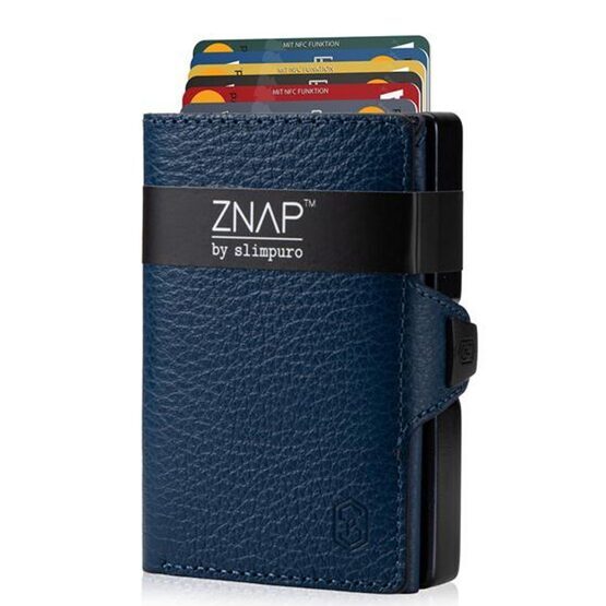 Portefeuille ZNAP en cuir grainé bleu pour 12 cartes