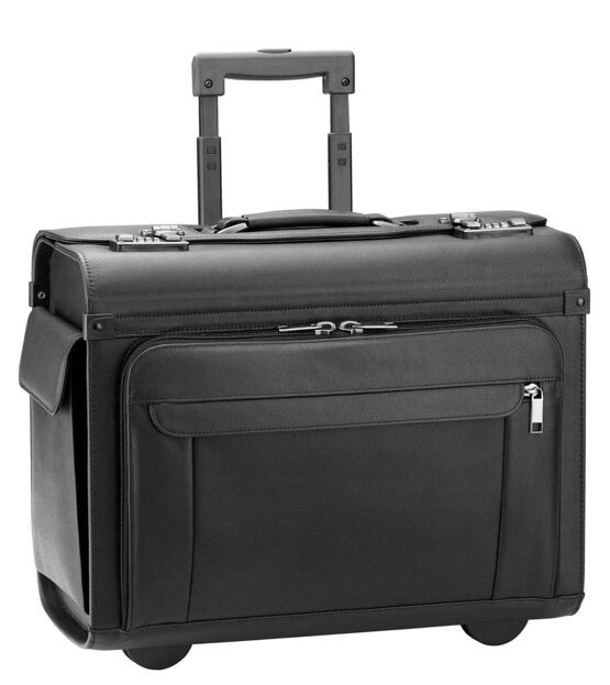 Business &amp; Travel, valise de pilote en cuir, noir