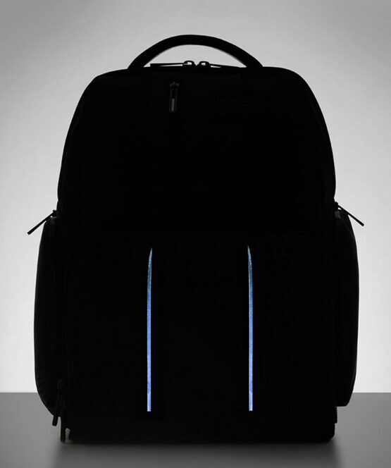 Sac à dos pour ordinateur portable en tissu recyclé Fast Check avec éclairage LED bleu