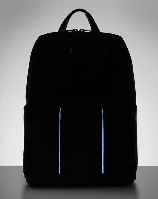 Sac à dos pour ordinateur portable en tissu recyclé avec éclairage LED bleu