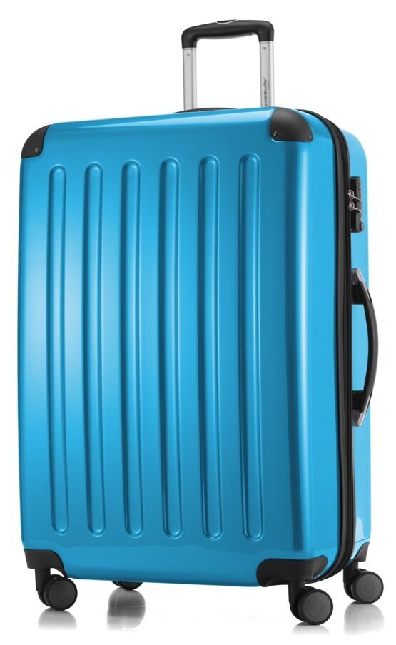 Alex, Valise rigide avec TSA surface brillante, bleu cyan
