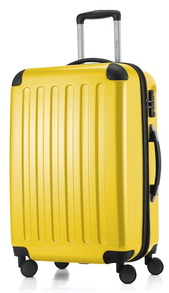 Alex, Valise rigide avec TSA surface brillante, jaune