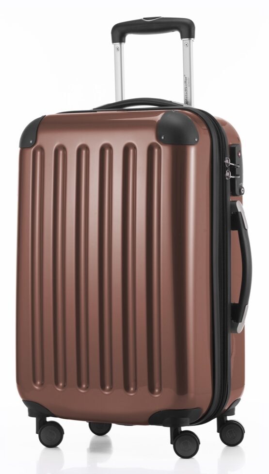 Alex, Bagage à main rigide avec TSA surface brillante, brun